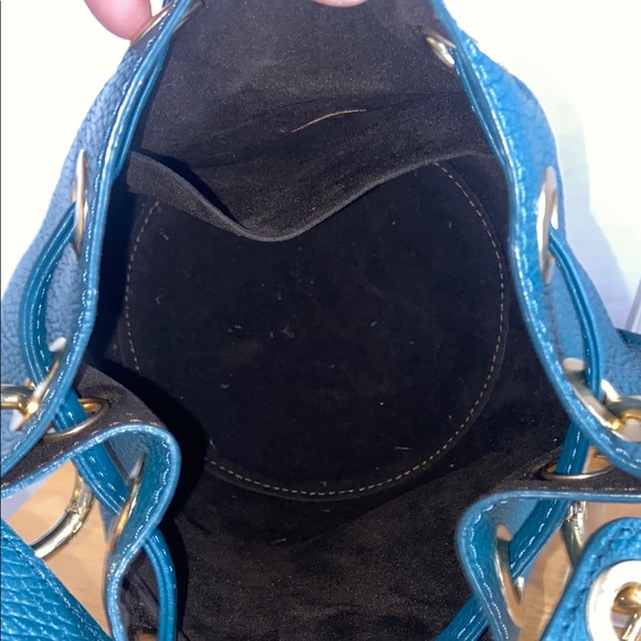 Anna Paola Teal Leather Bucket Bag - Picture 5 of 5